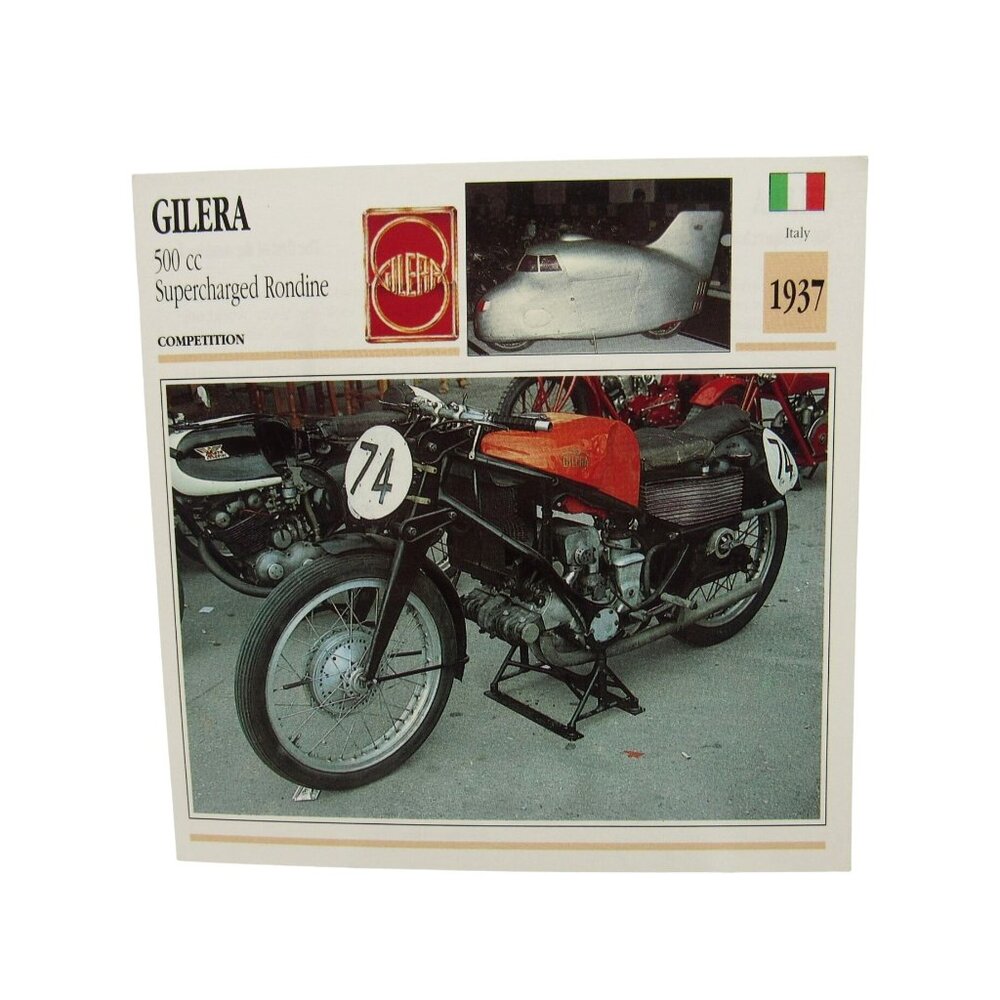 Gilera 500 cc Supercharged Rondine 1937 Italy Atlas Motorcycle Card